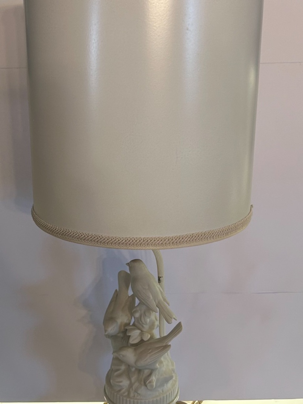 Cream Ceramic Bird Table Lamp with Drum Shade - Picture 4 of 5